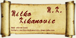 Milko Kikanović vizit kartica